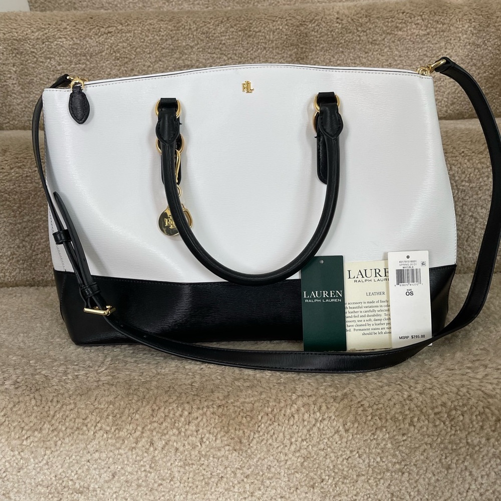 Lauren Ralph Lauren Black and White Structured Tote